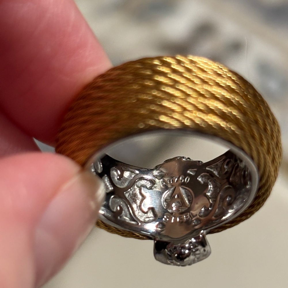 Alor 18k Cable Ring with Diamond Accent - Picture 3 of 5
